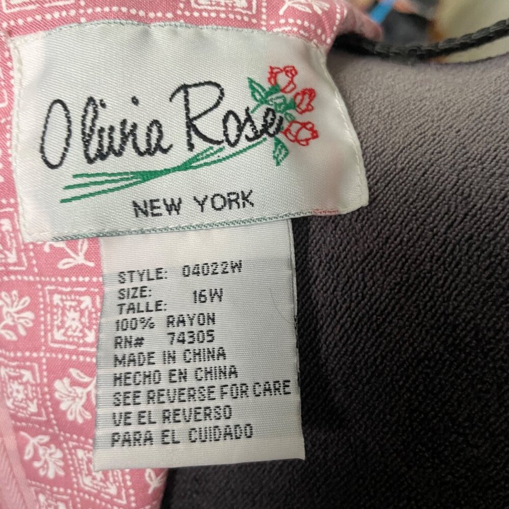 Vintage Olivia Rose New York Pink Floral Button-Front Dress Size 16W Rayon Short - Picture 4 of 5